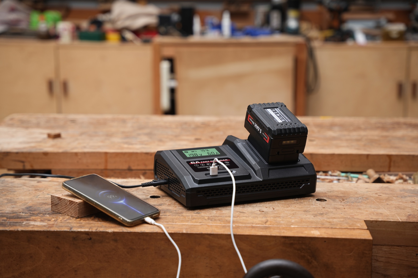 6 Amp Fast Charger for Porter Cable 20V Max Lithium-Ion Battery Pack in real-world use