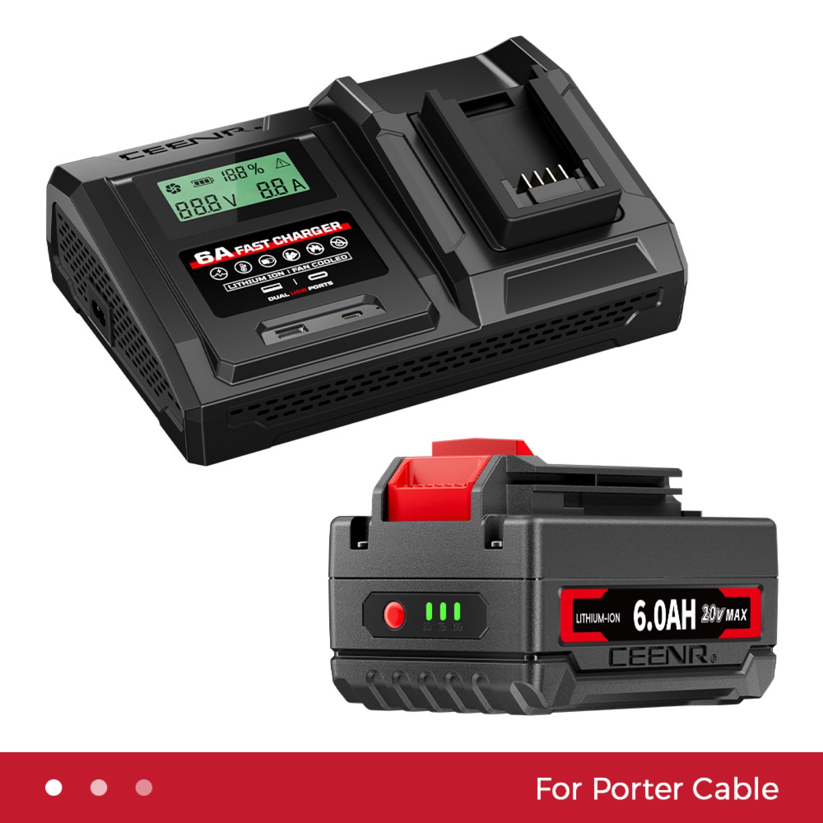 6 Amp Fast Charger for Porter Cable 20V Max Lithium-Ion Battery Pack in real-world use