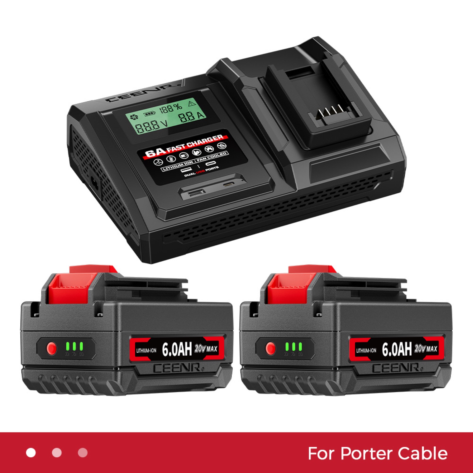 6 Amp Fast Charger for Porter Cable 20V Max Lithium-Ion Battery Pack in real-world use