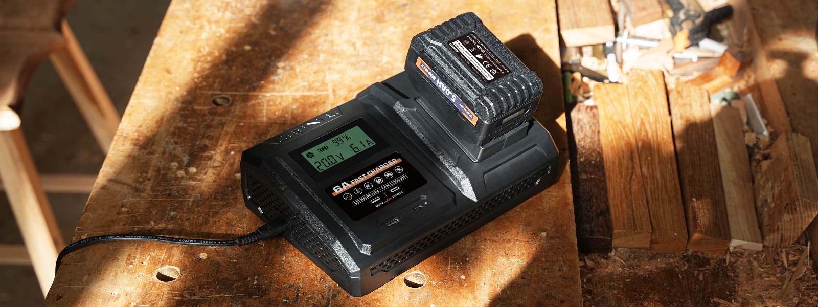 6 Amp Fast Charger for Worx 20V Max Lithium-Ion Battery Pack WA3520 in real-world use