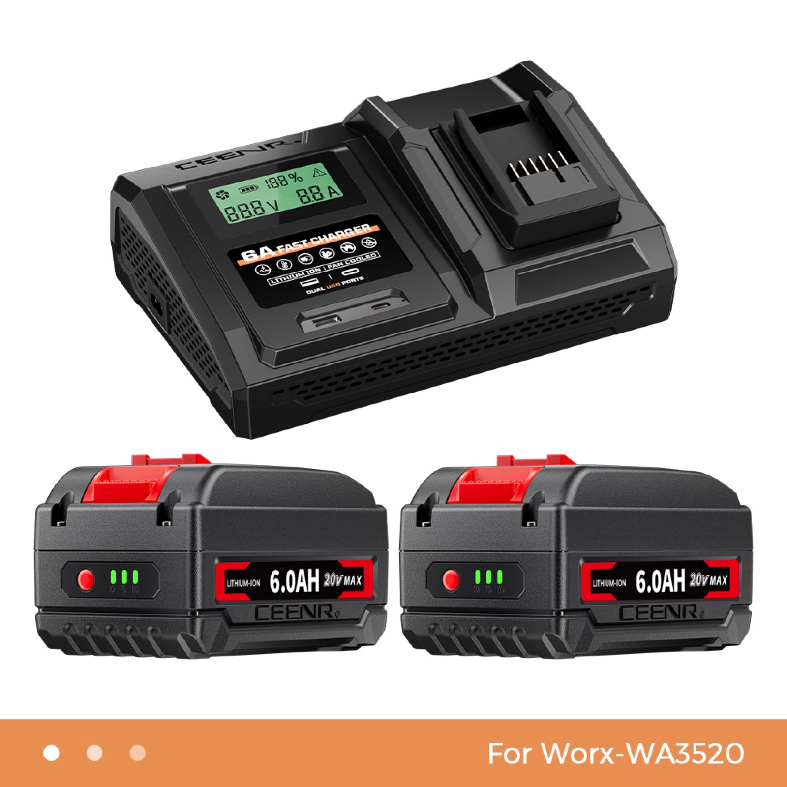 6 Amp Fast Charger for Worx 20V Max Lithium-Ion Battery Pack WA3520 in real-world use