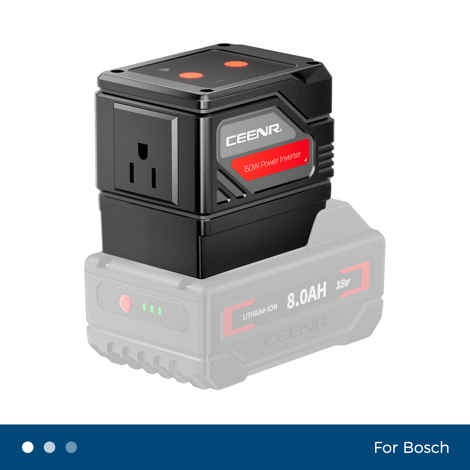 CEENR 150W Portable Power Inverter for Bosch 18V Li-ion Batteries