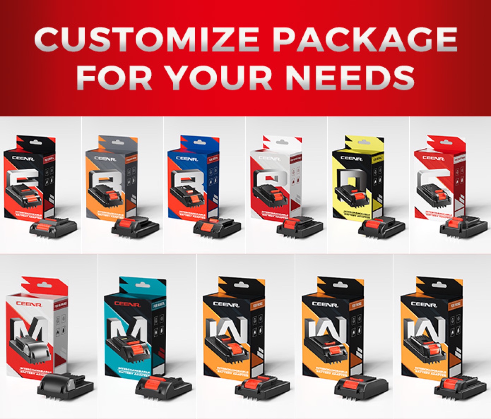 CEENR PDnation Pro brand mounts collection for DeWalt, Milwaukee, Makita, Ryobi, Bosch